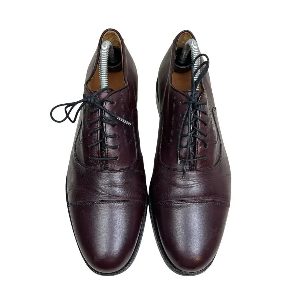 Jos. A. Bank Mens Oxford Shoes Brown Leather Lace‎ Up Cap Toe Cushioned Size 8M